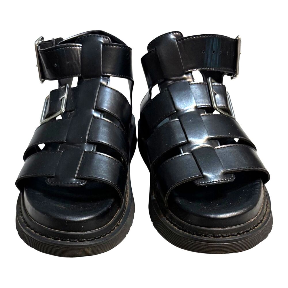 NOBO Black Fisherman Platform Chunky Sandals Buckle Straps Women's Size 7 Wide